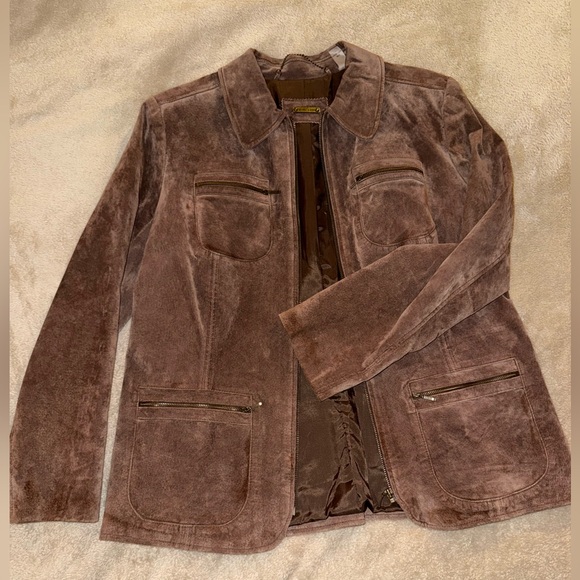 I.E Jackets & Blazers - Women’s Brown Suede Leather Jacket